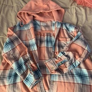 American eagle hooded flannel